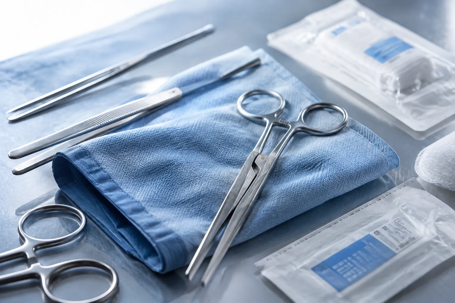 Instrumental e insumos médicos estériles listos para su uso en piso y quirófano.